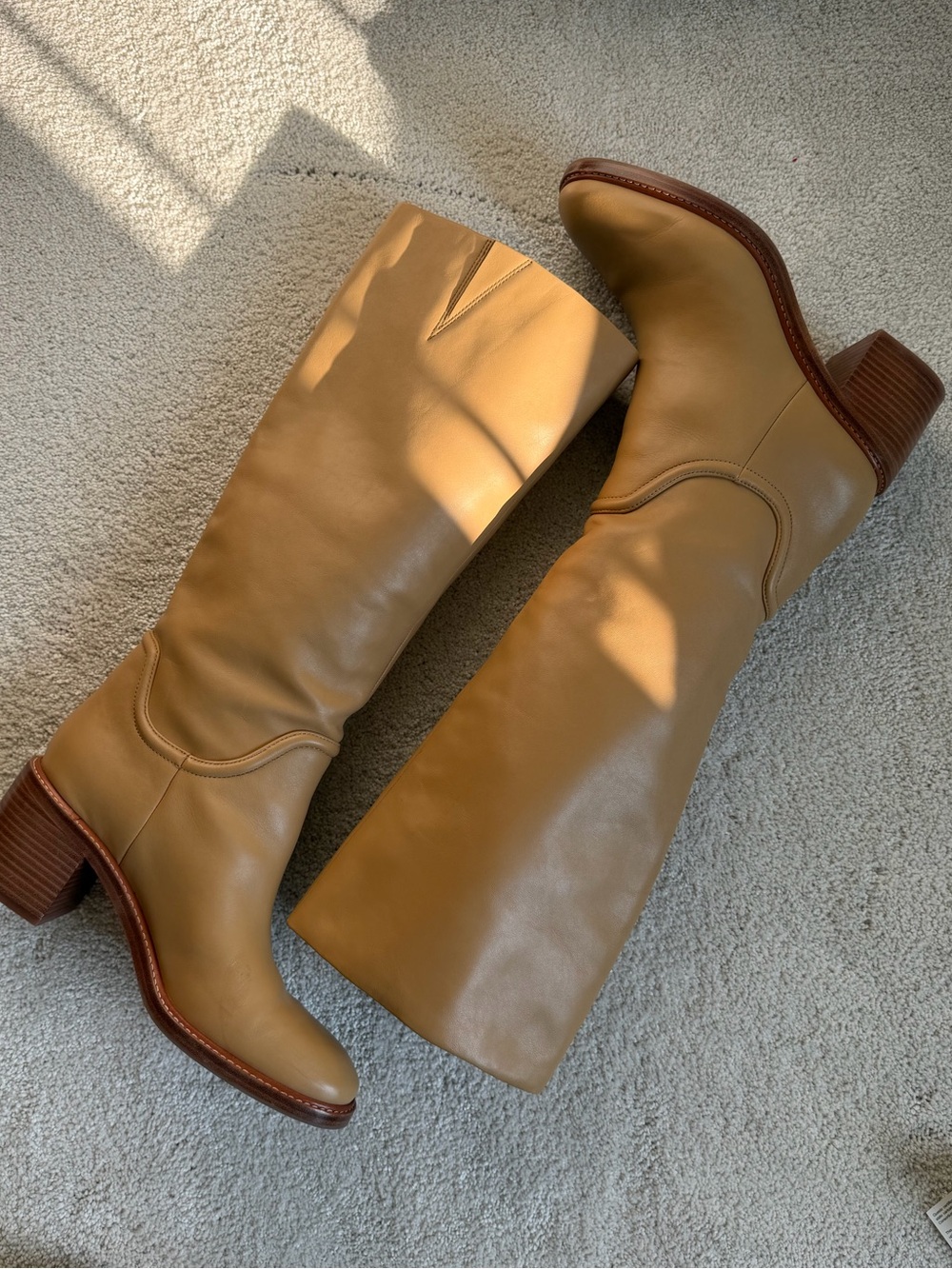 Vince Knee-High Leather Boots in Banana Yellow